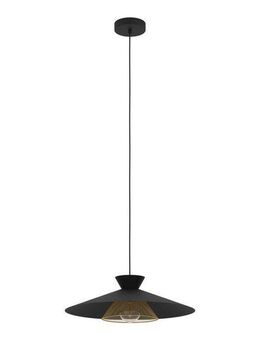 EGLO Hängeleuchte GRIZEDALE Pendellampe, Stahl, Retro, Esszimmerlampe, Hängelampe, Lampe, ohne Leuchtmittel, Hängeleuchte, H110 x Ø50 cm, schwarz, messing, 1X40W exkl.
