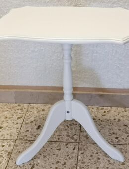 Beistell-Tischchen, besondere Kante, Holz weiß Beistelltisch - Recklinghausen