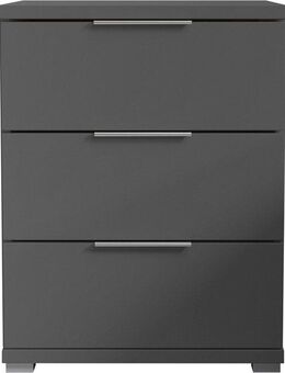 Schlafkontor Nachtkommode Smilla Nachttisch, Nachtkonsole mit Schubkästen, Korpus melaminbeschichtet, silberfarbige oder schwarze Griffe