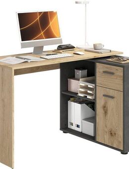 FMD Eckschreibtisch AUGSBURG, Schreibtisch/Sideboard m. Stauraum, beidseitig montierb., 117/148 cm