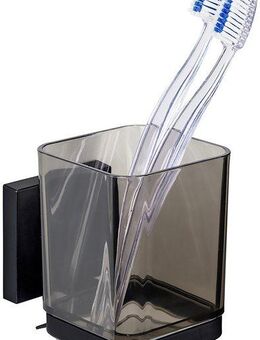 WENKO Zahnputzbecher Vacuum-Loc® Modell Quadro, mit Wandhalterung ohne Bohren, Edelstahl und Kunststoff