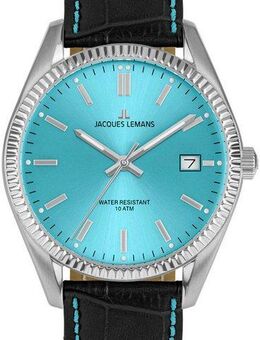 Jacques Lemans Quarzuhr Derby 50-3S, Armbanduhr, Herrenuhr, Damenuhr, Lederarmband, Datum