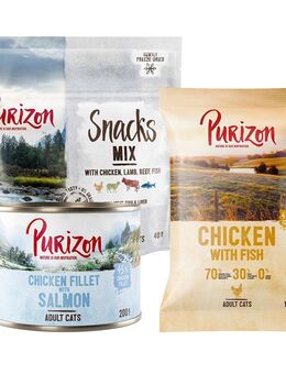 Jetzt probieren: Purizon - getreidefrei - Mix: Trockenfutter, Nassfutter, Snack