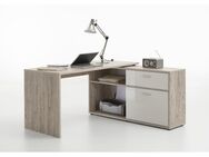 Schreibtisch Bürotisch Eckschreibtisch Winkelschreibtisch DIEGO Sandeiche Nb./weiß ca. 138 x 140 cm - Breitenberg (Bayern)