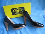 NEUw * Lack- Leder * Imitat * Vegan * High Heels * Plateau * Pumps * Schuhe "Buffalo girl" Gr. 38/ 5 * schwarz * Gothic * - Riedlingen