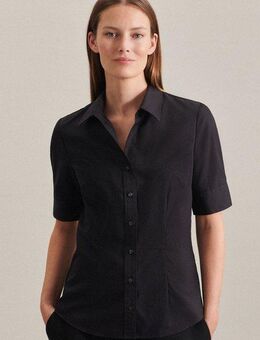 seidensticker Hemdbluse Schwarze Rose Kurzarm Kragen Uni