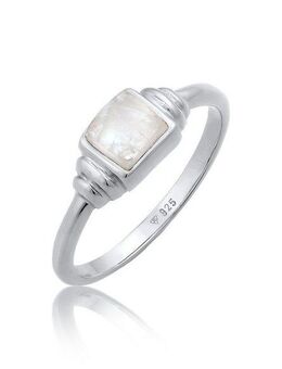 Elli Premium Fingerring Mondstein Quadrat Vintage 925 Silber