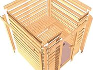 welltime Sauna Trixi, BxTxH: 196 x 169 x 187 cm, 38 mm, (inkl. 9KW Ofen mit externer Steuerung) besonders stabile nordische Fichte, für bis zu 3 Personen