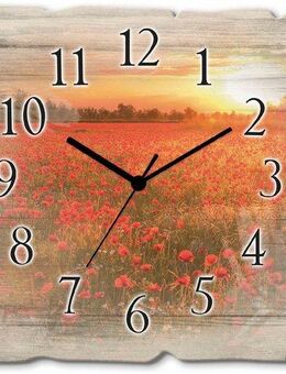 Artland Wanduhr Mohnblumenfeld bei Sonnenuntergang (wahlweise mit Quarz- oder Funkuhrwerk, lautlos ohne Tickgeräusche)