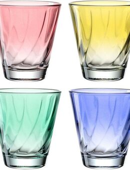 LEONARDO Gläser-Set Trinkglas, TWIST, 215 ml, farbig sortiert, 4er-Set, Glas, Whiskybecher, spülmaschinengeeignet