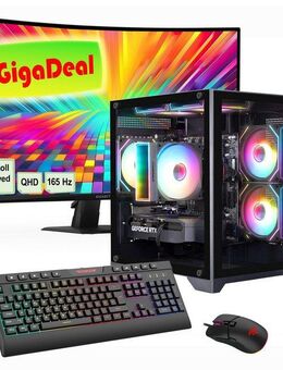 GAMEMAX GigaDeal Infinity Mini 2575 Ryzen 5 7500F RTX 5070 32GB DDR5 1TB SSD PC-Komplettsystem (32", AMD Ryzen 5 7500F, RTX 5070, 32 GB RAM, 1000 GB SSD, Windows 11 + Gigabyte GS32QC LED-Monitor Curved, 80 cm (32)