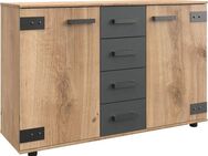 Wimex Kombikommode Stockholm Sideboard Kommodenschrank, Made in Germany, Industrial-Look, 2-türig mit 4 Schubladen, 130x41x83 cm