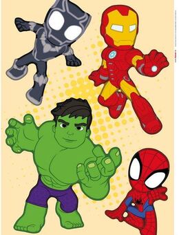 Komar Wandtattoo Spidey and His Amazing Friends Power Group - Größe 50 x 70 cm (4 St), Künstler: Komar, selbstklebend, Wandsticker, Kinderzimmer