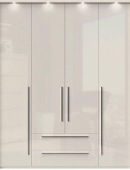 Places of Style Drehtürenschrank Piano, inklusive Rahmen und Beleuchtung, soft-close-Funktion (viele Breiten zur Auswahl, 226cm hoch, mit jeweils 2 Schubladen) beige oder weiß, UV lackiert, Hochglanzfronten, FSC-zertifiziert
