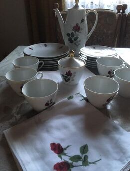 50 / 60 ER JAHRE KAFFEESERVICE 6 TEILIG ROSENDEKOR - Großostheim