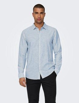 ONLY & SONS Kurzarmhemd ONSCAIDEN LS STRIPE LINEN SHIRT 660 NOOS