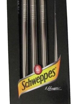 Schweppes - 4 Edelstahl Trinkhalme & Reinigungsbürste - Doberschütz