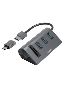 Hama USB Hub Kartenleser, 5 Ports, 3x USB A, SD, microSD, USB C Adapter USB-Adapter USB Typ A, USB-C