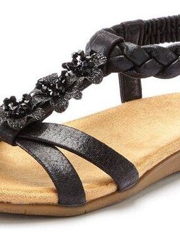 LASCANA Sommerschuh Sandale Sandalette, Sommerschuh mit Schmucksteinchen und elastischem Riemchen