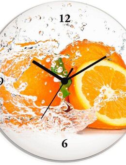 Artland Wanduhr Orange mit Spritzwasser (wahlweise mit Quarz- oder Funkuhrwerk, lautlos ohne Tickgeräusche)