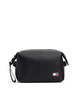 Tommy Jeans Kulturbeutel TJM HERITAGE LEATHER WASHBAG, Unisex Waschbeutel, Kosmetiktasche mit Logoflagge