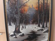Gemälde Winterlandschaft von H. Kemnitz, 1907 - Pfungstadt