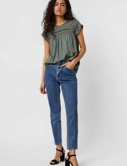 Vero Moda Kurzarmbluse VMDEBBIE PLEAT S/L TOP GA NOOS Viskose, regular fit