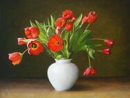 Kunsthandel Gennep -"Rote Tulpen In Weißer Vase" - Kleve Zentrum