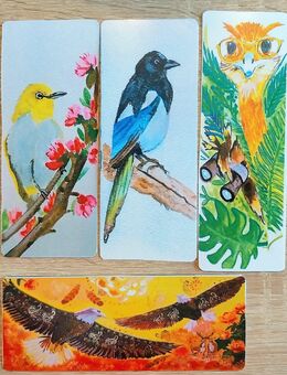 Lesezeichen Vogel handgemalt, gedruckt und laminiert. - Mönchengladbach