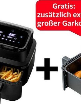 Hanseatic Heißluftfritteuse HAF212600D 39156050 2in1, 2600 W, XXL-Volumen 9L mit Dörrfunktion, 2 Einschüben und Touchdisplay.