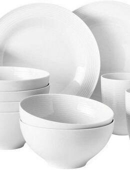 Seltmann Weiden Frühstücks-Geschirrset Geschirr-Set, 18 Teile, Beat (18-tlg), 6 Personen, Porzellan, Tassen, Untertassen, Teller, Made in Germany, 18 Teile, für 6 Personen