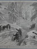 Kunstdruck : Hörnerschlittenfahrt im Riesengebirge., in Warmbrunn , gezeichnet von F. Waibler , Blatt 34,5cm x 26cm , M33 in 02828
