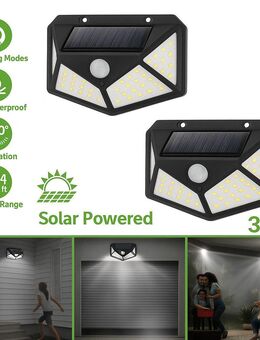 3x Multifunktionale Solar-LED-Außenlampe mit Bewegungssensor – 100 LEDs | Wasserdicht & Sonnenlichtbetrieben - Wuppertal