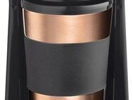 bestron Filterkaffeemaschine ACM112CO, mit Isolierbecher, 0,42l Kaffeekanne, Papierfilter 101, Camping Kaffeemaschine, Permanentfilter, für 2 Große Tassen, Kupfer