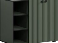 welltime Waschtisch Amrum Waschbeckenunterschrank und Waschbecken (2-St), Waschbeckenunterschrank mit Rillenoptik - Maße (B/T/H) 90/53/79 cm