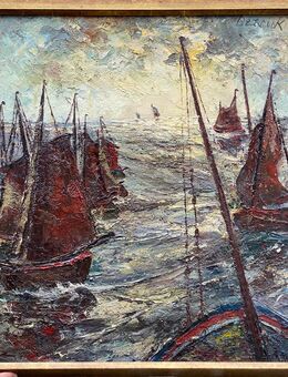 Signiertes ÖL Gemälde Professor Berrick "Segelboot Regatta" - Köln