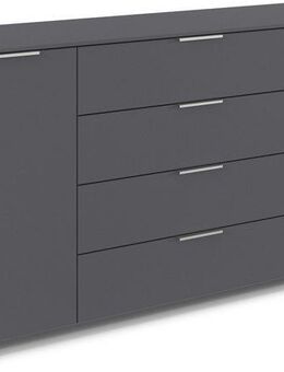 rauch Kombikommode Sideboard Türkommode Schubladenkommode Kommode ASTANA (Breite 160 cm / Höhe 81 cm, mit 4 Einlegeböden), 2-türig, 4 geräumige Schubladen, Kantengriff Alufarben MADE IN GERMANY
