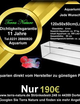 Aquarium 120x50x50 cm 300L wir fertigen alle Maße Aquariumbau - Dortmund Mengede