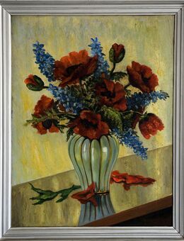 Neusachl. Ölgemälde um 1920, signiert, MOHN IN KERAMIKVASE!! - Berlin