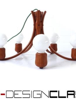 wie neu! Danish Domus Mid Century Teak Kronleuchter Lampe Leuchte mit LED - Hamminkeln Zentrum