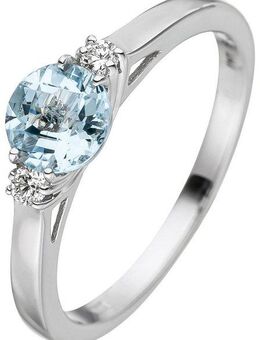 JOBO Diamantring, 585 Weißgold mit Aquamarin und 2 Diamanten