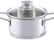 Fissler Kochtopf häppchen, Ø 12 cm, Edelstahl 18/10 (2-tlg), Induktions-geeignet, inklusive Glasdeckel