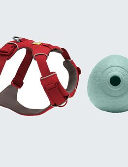 Ruffwear Hundegeschirr + Ø 8,9 cm Spielzeug Huckama gratis! - Front Range, Red Canyon Größe S: 56 - 69 cm Brustumfang