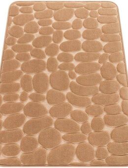 Paco Home Badematte Corby 256, Memory-Schaum Effekt, Höhe 13 mm, rutschhemmend beschichtet, fußbodenheizungsgeeignet, Polyester, rechteckig, Badteppich, Uni Farben, Motiv Steine, Hoch-Tief Effekt