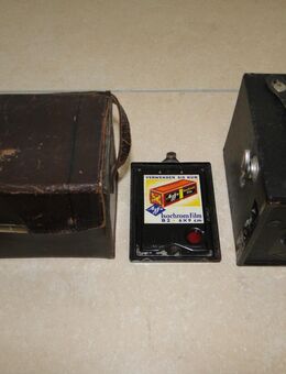 AGFA Box 44, 1932 bis 1939 Rollfilmkamera, 6 x 9 cm, mit Ledertasche und Bedienungsanleitung - Coesfeld