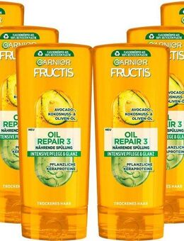 GARNIER Haarspülung Garnier Fructis Oil Repair Spülung 3, Packung, 6-tlg., Intensive Pflege für trockenes Haar