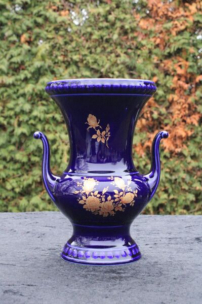 Bareuther Waldsassen Vase / Echt Kobalt Blumenvase / Bavaria Germany / Tischvase - Zeuthen