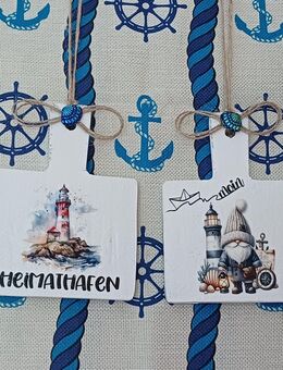 kleines Holzschild Maritime Deko Leuchtturm Wichtel MOIN Heimathafen - Rheinbach