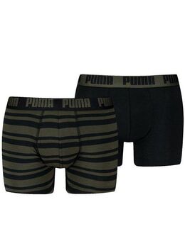 PUMA Boxershorts PUMA MEN EVERYDAY STRIPED BOXERS 2P (Packung, 2er Pack) mit kontrastfarbigem Schriftzug