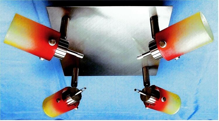 4er Deckenleuchte von Atlas - Mit farbigen Glasschirmen - G9 LED-Strahler - Groß Gerau